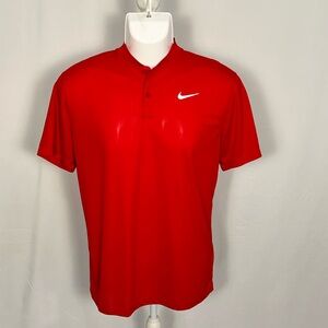 Nike Men’s Red Short Sleeve Performance Polo with White Swoosh